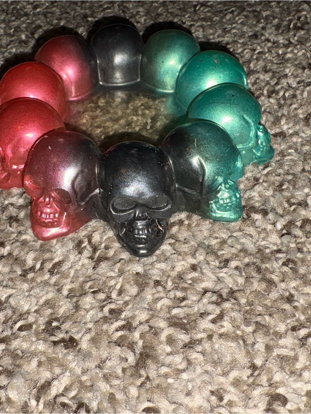 Skull Bead Resin Ashtray - Red, Black, Teal